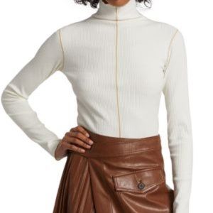 LVIR Topstitched ribbed-knit turtleneck top